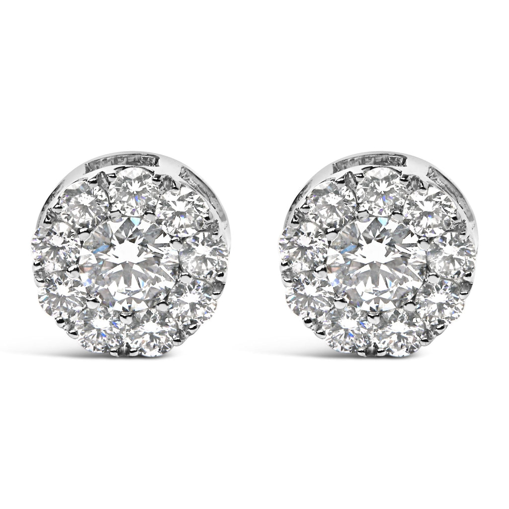Lab Grown Diamond Halo Stud Earrings in 14K White Gold