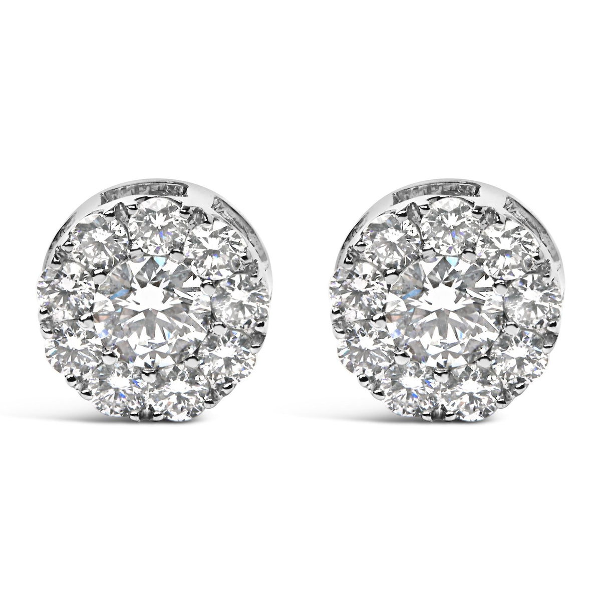 Lab Grown Diamond Halo Stud Earrings in 14K White Gold
