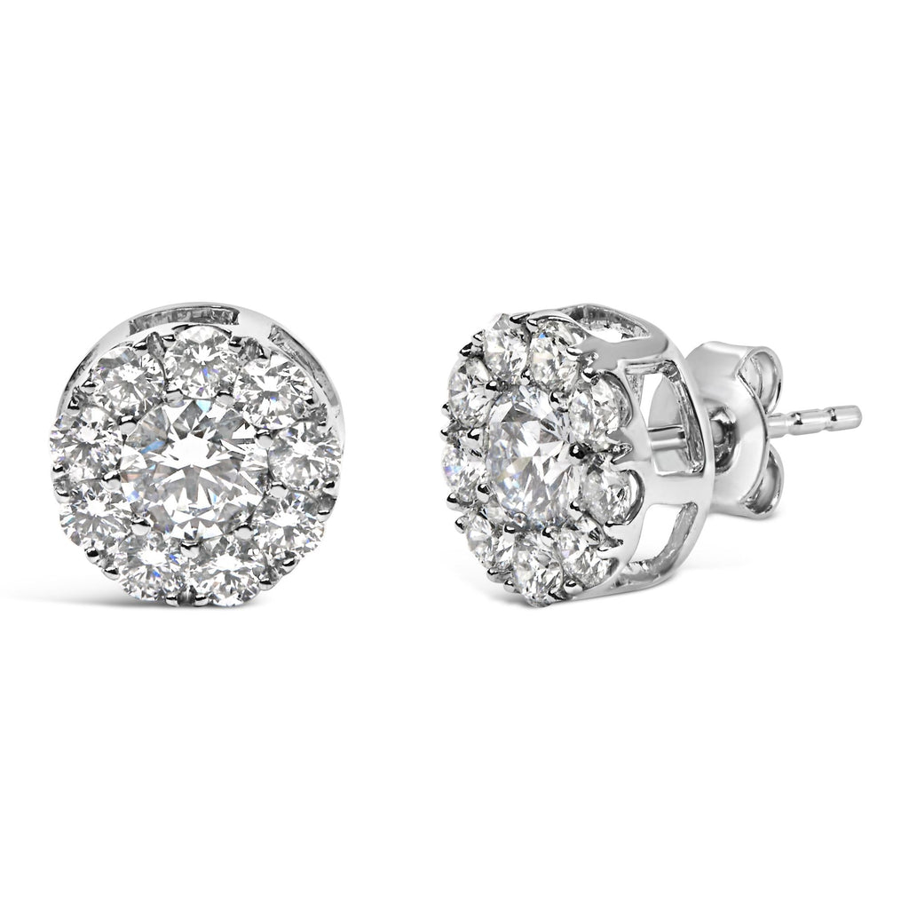 Lab Grown Diamond Halo Stud Earrings in 14K White Gold
