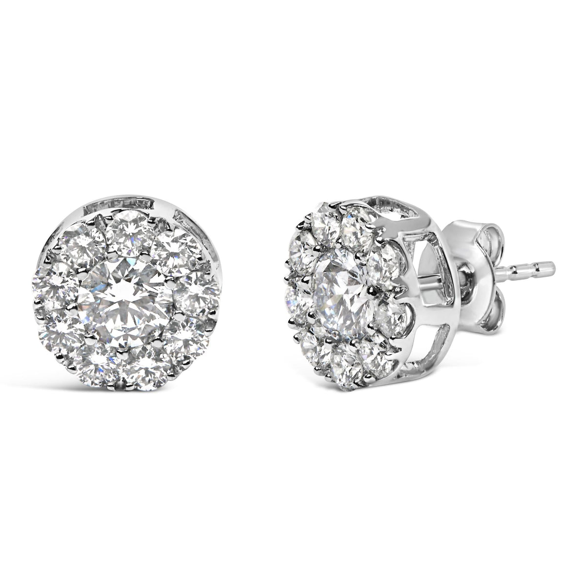 Lab Grown Diamond Halo Stud Earrings in 14K White Gold