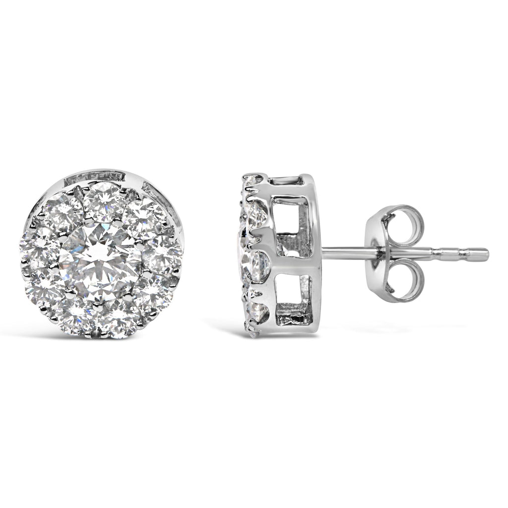 Lab Grown Diamond Halo Stud Earrings in 14K White Gold