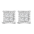 14K White Gold 2.00 Cttw Invisible Set Princess-Cut Lab Grown Diamond Wavy Quad Stud Earrings