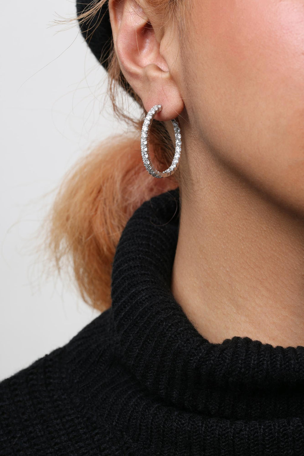 Lab Grown Diamond Inside-Out Hoop Earrings in 14K White Gold