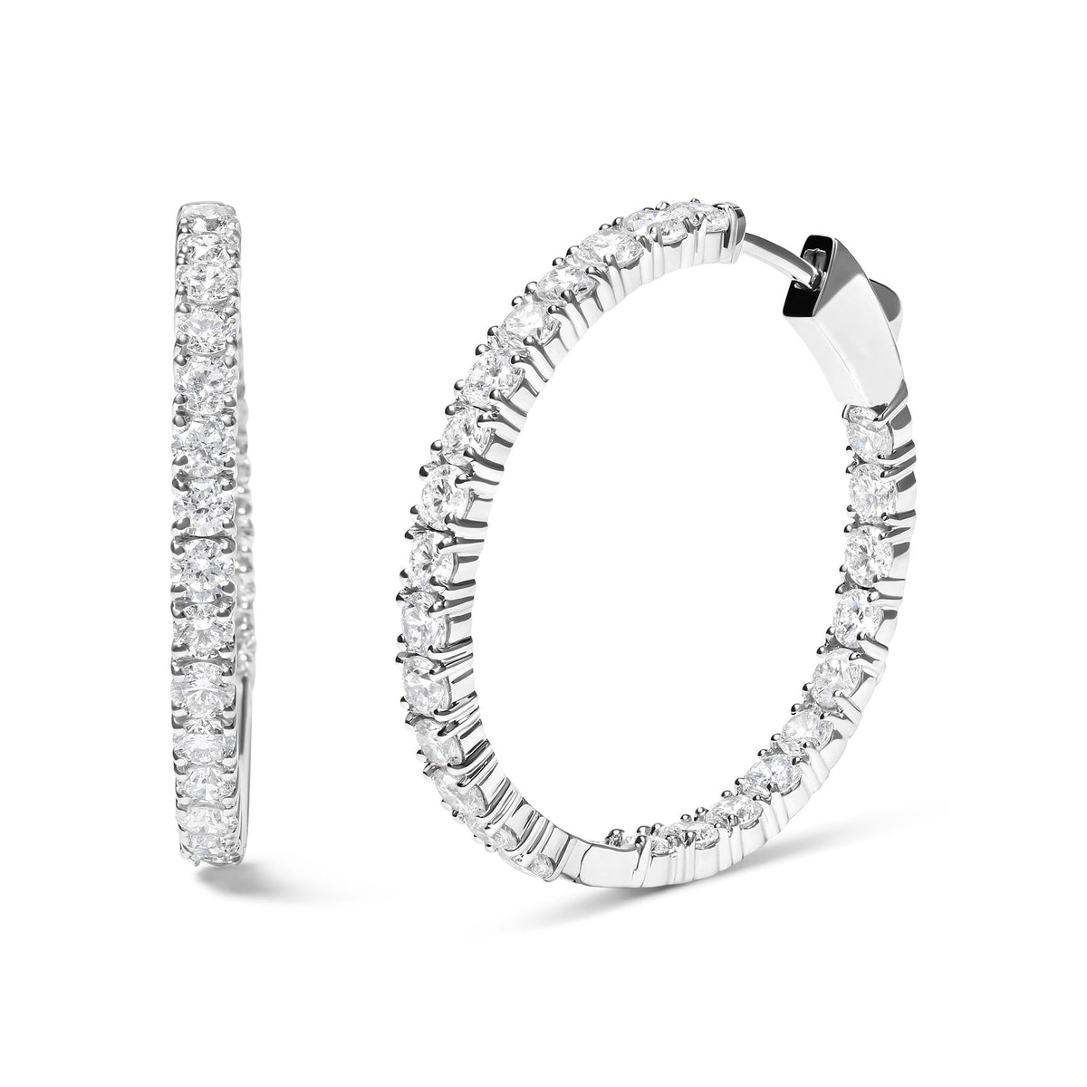 Lab Grown Diamond Inside-Out Hoop Earrings in 14K White Gold
