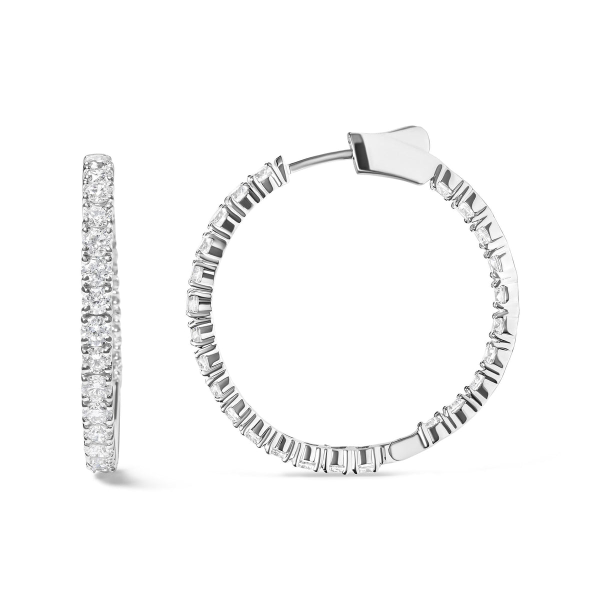 Lab Grown Diamond Inside-Out Hoop Earrings in 14K White Gold