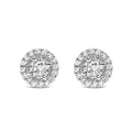 14K White Gold 3/4 Cttw Lab Grown Diamond Solitaire With Halo Stud Earrings (G-H Color, VS2-SI1 Clarity)