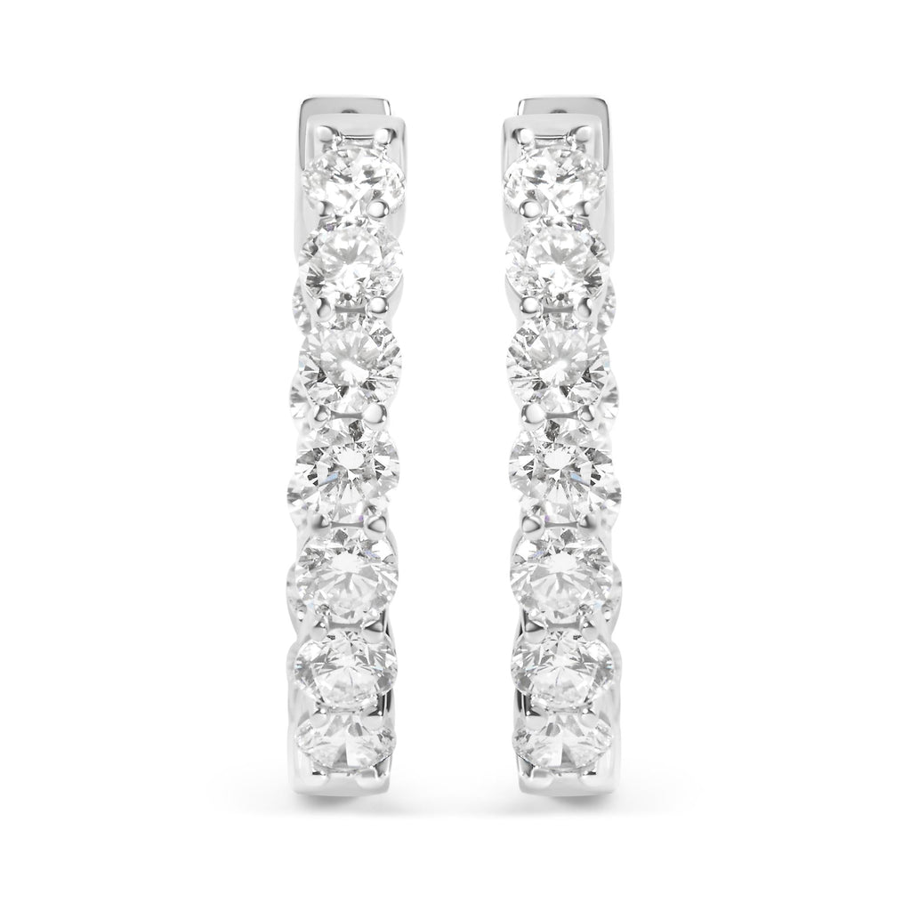 14K White Gold 5.00 Cttw Lab-Grown Diamond Inside Out Hoop Earrings