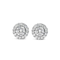 Lab Grown Diamond Hidden Halo Stud Earrings in 14K White Gold