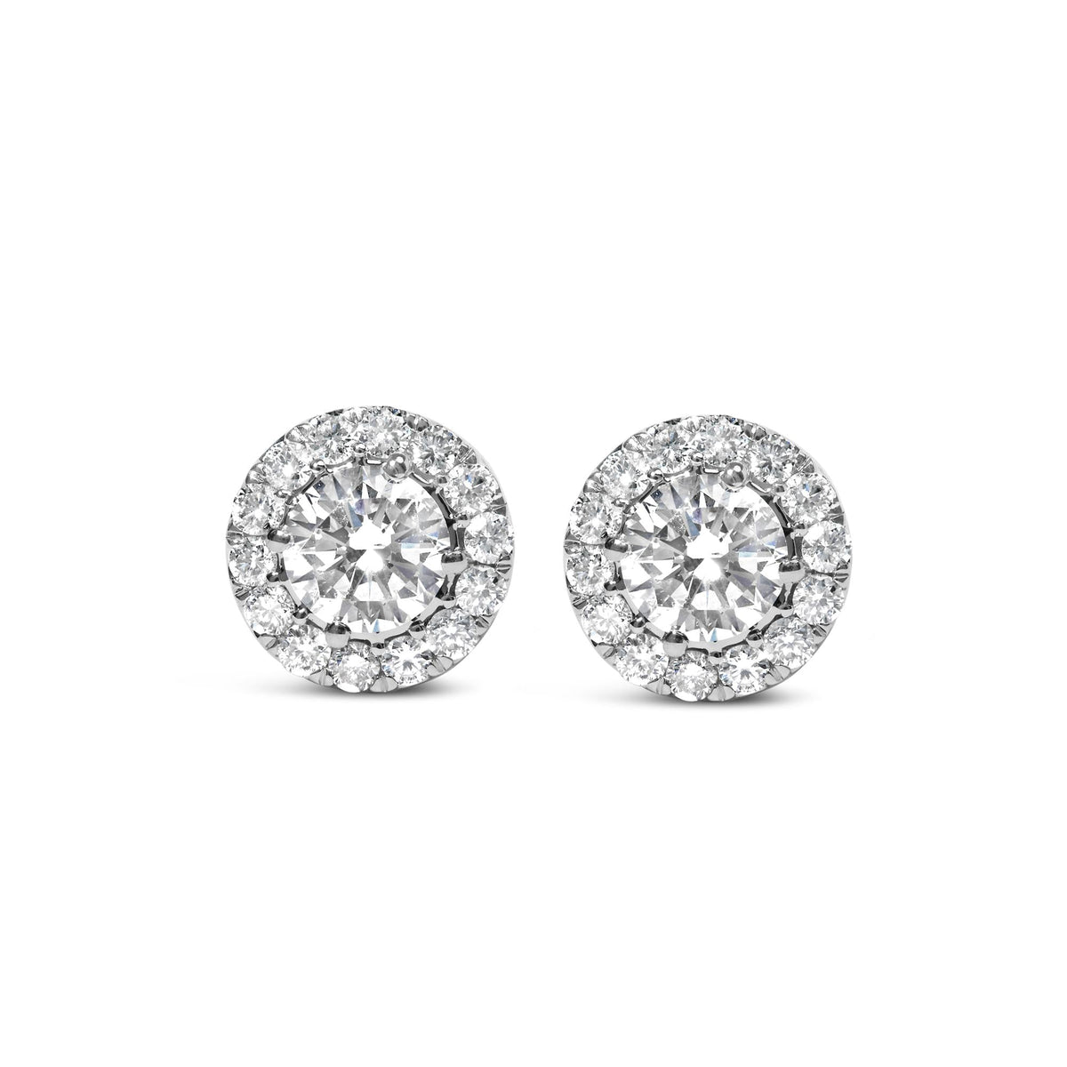 Lab Grown Diamond Hidden Halo Stud Earrings in 14K White Gold