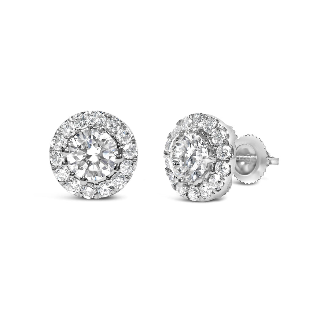 Lab Grown Diamond Hidden Halo Stud Earrings in 14K White Gold
