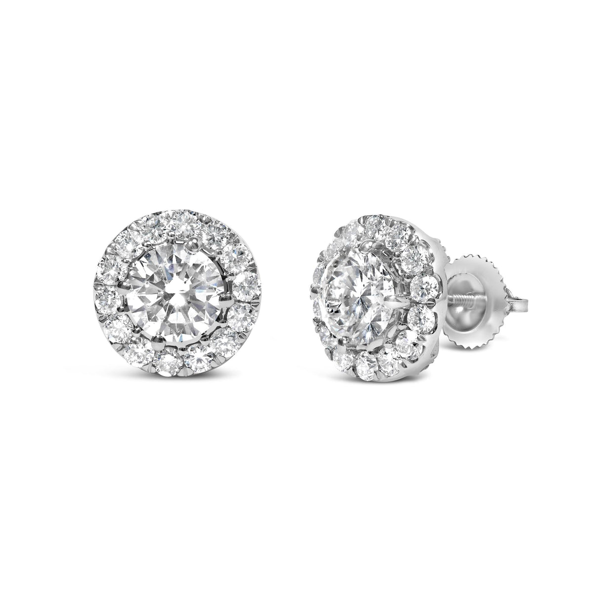 Lab Grown Diamond Hidden Halo Stud Earrings in 14K White Gold
