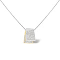 14K Two-Tone Gold Princess Cut Diamond Foldover Box Pendant Necklace