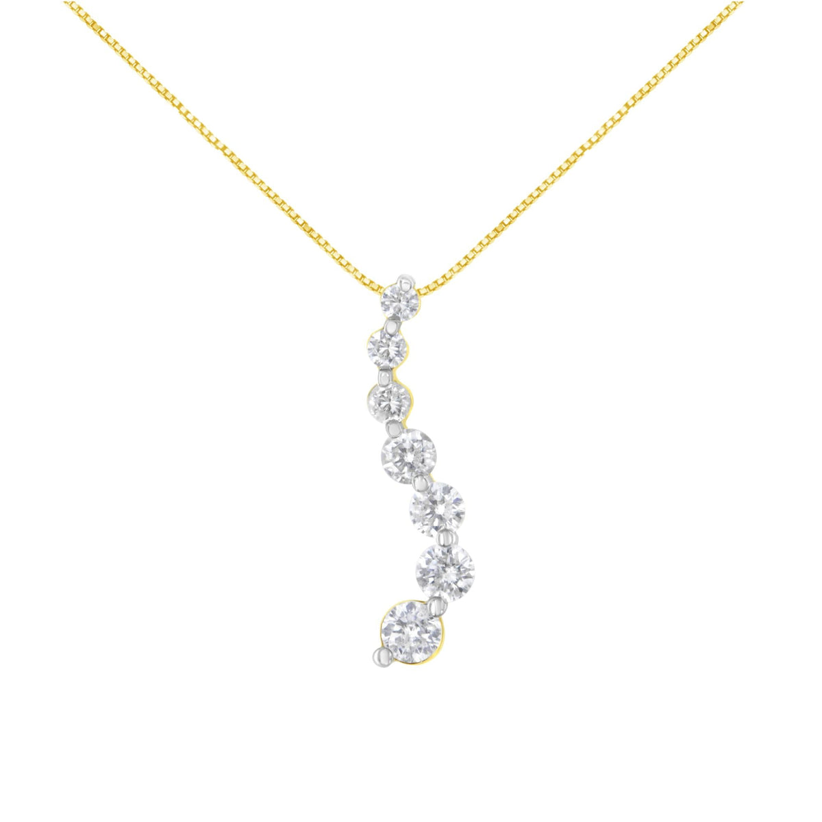 AGS Certified 14K Yellow Gold 2.0 Cttw Diamond Journey Pendant Necklace