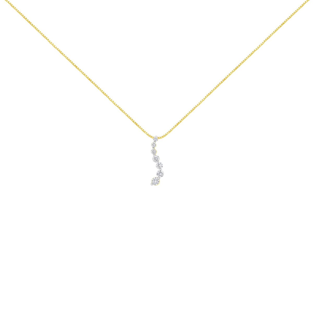 AGS Certified 14K Yellow Gold 2.0 Cttw Diamond Journey Pendant Necklace