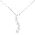 14K White Gold Diamond S-Shape Graduated Pendant Necklace