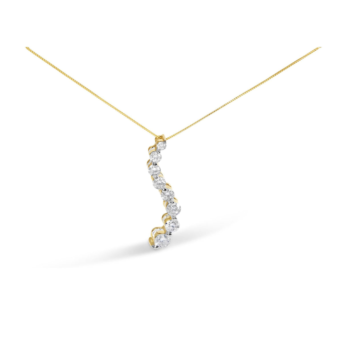 14K Yellow Gold 3.0 Cttw Diamond Journey Pendant Necklace (I-J)