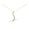 AGS Certified 14K Yellow Gold Diamond Journey Pendant Necklace