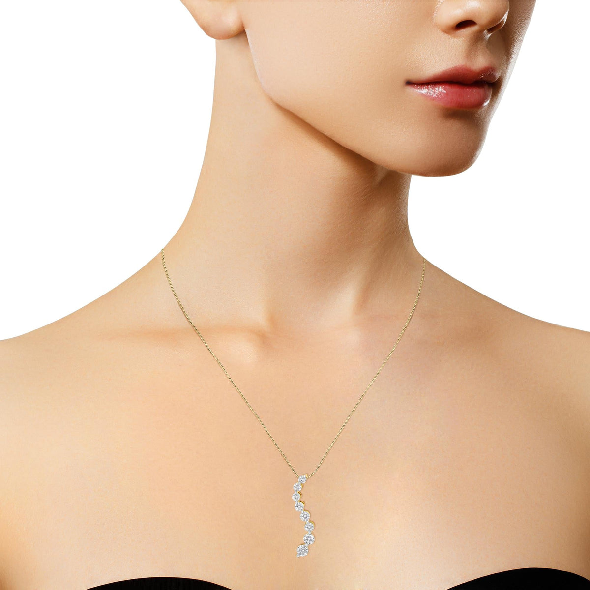14K Yellow Gold 3.0 Cttw Diamond Journey Pendant Necklace (I-J)