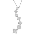 10K White Gold Princess Cut Diamond Snake Curved Pendant Necklace