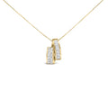 14K Yellow Gold Princess & Baguette Diamond Duo Bar Pendant Necklace
