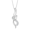 10K White Gold Diamond Swirl Pendant Necklace