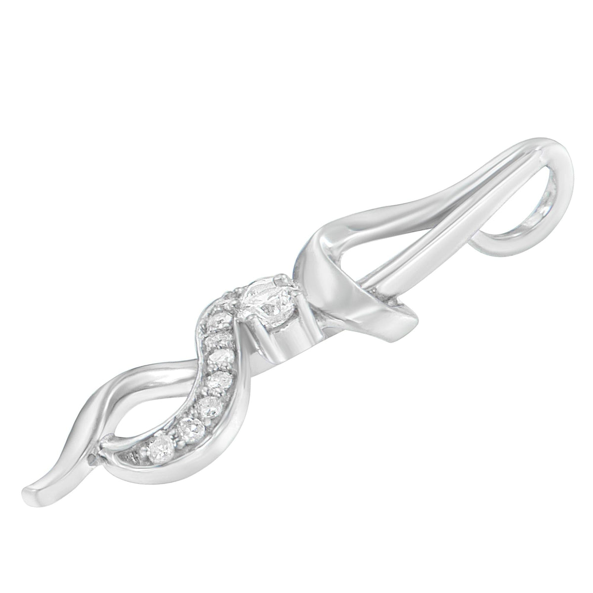 10K White Gold Diamond Swirl Pendant Necklace