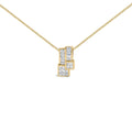 14K Yellow Gold Princess & Baguette Diamond Geometric Pendant Necklace