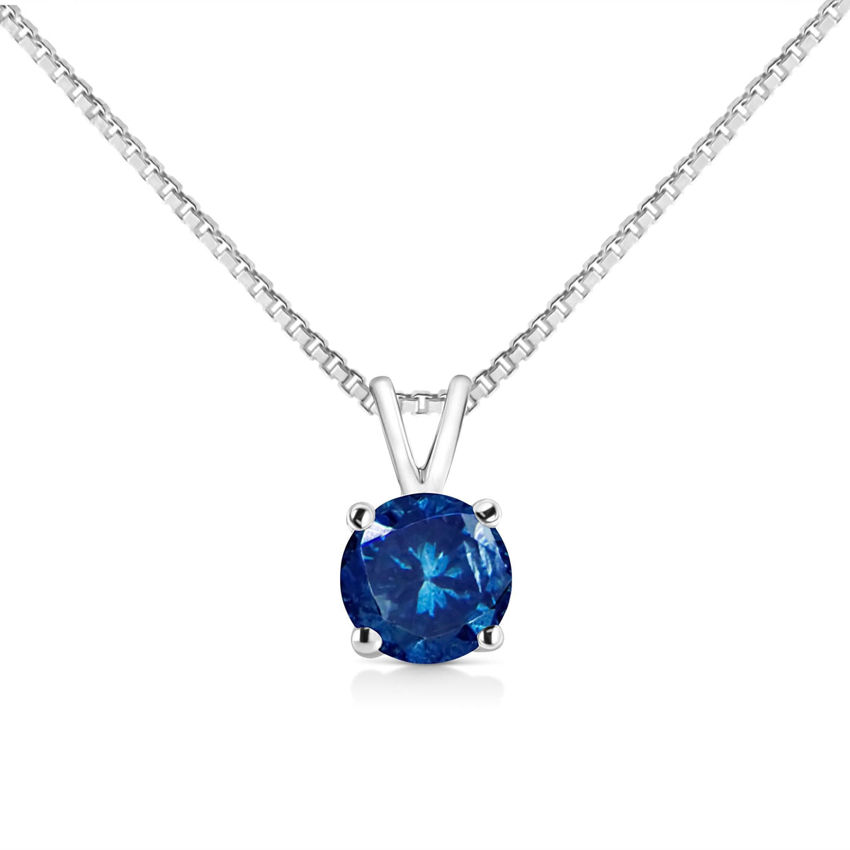 14K White Gold Lab Grown Coloured Diamond Solitaire Pendant Necklace