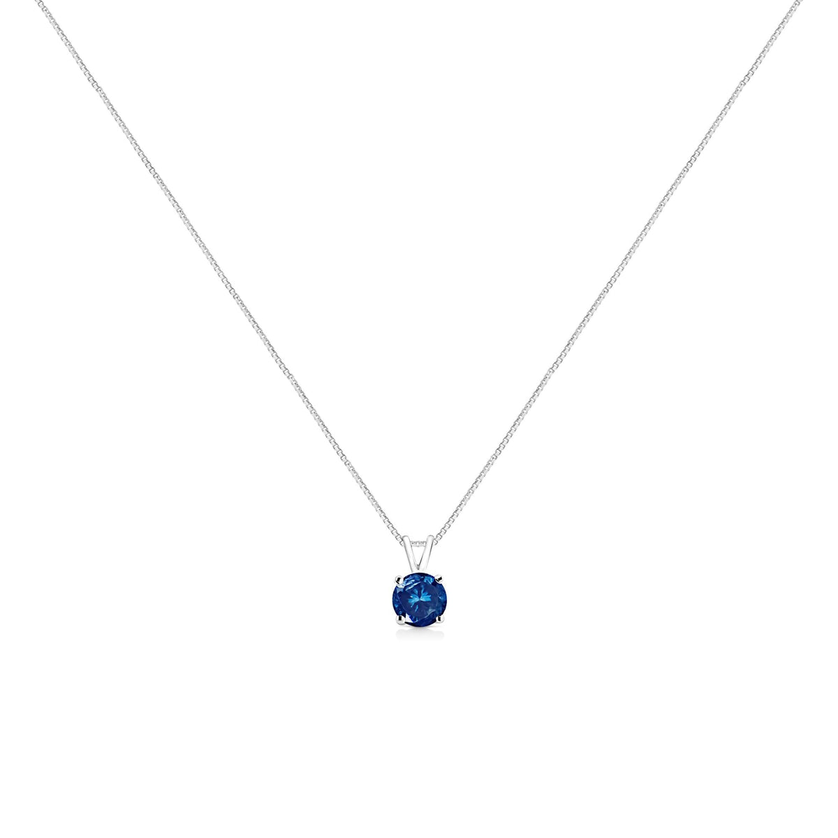 14K White Gold Lab Grown Coloured Diamond Solitaire Pendant Necklace
