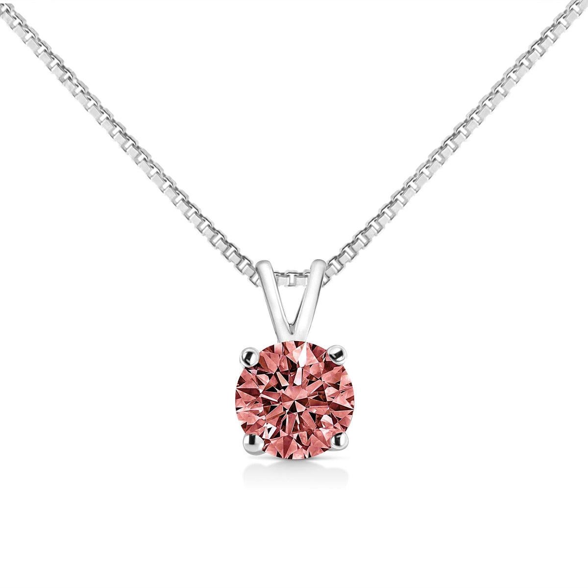 14K White Gold Lab Grown Coloured Diamond Solitaire Pendant Necklace