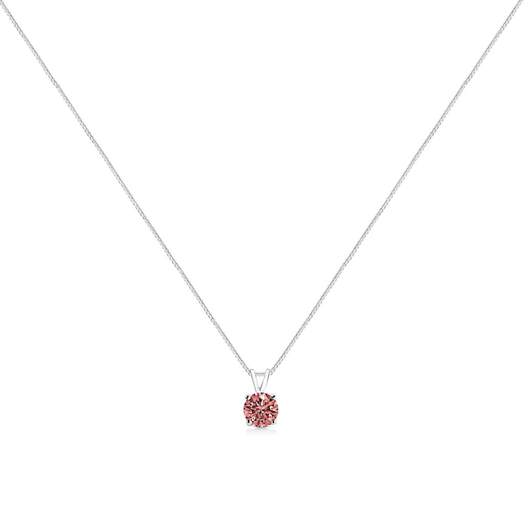 14K White Gold Lab Grown Coloured Diamond Solitaire Pendant Necklace