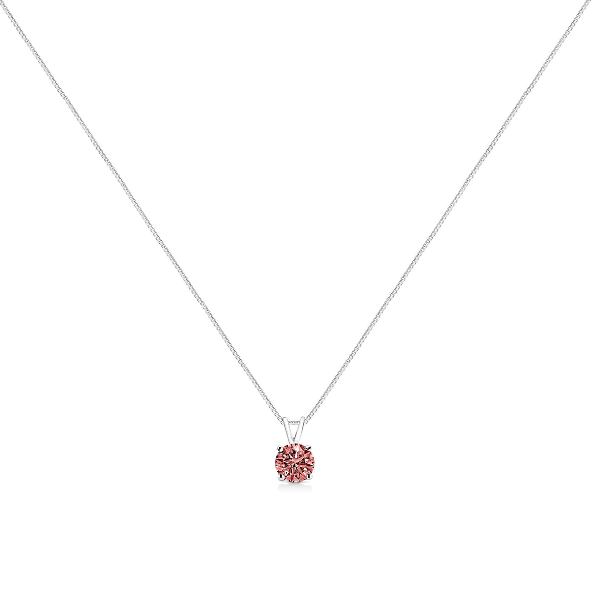 14K White Gold Lab Grown Coloured Diamond Solitaire Pendant Necklace