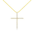 10K Yellow Gold 3.00 Cttw Round Diamond Cross Pendant Necklace