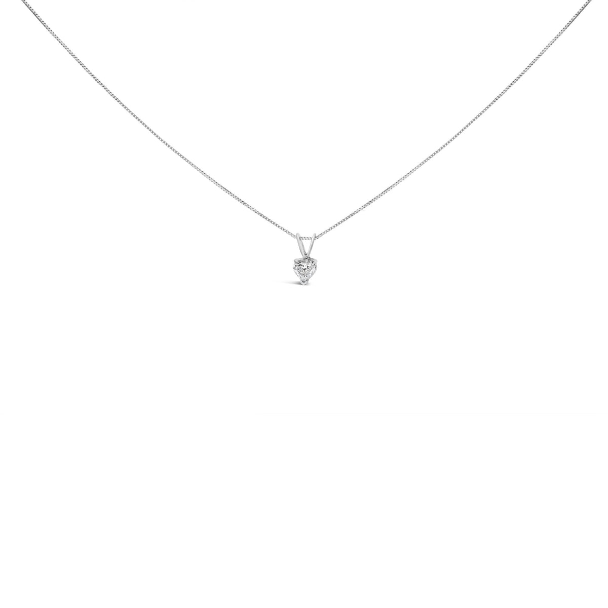 14K White Gold Lab Grown Heart Diamond Solitaire Pendant Necklace
