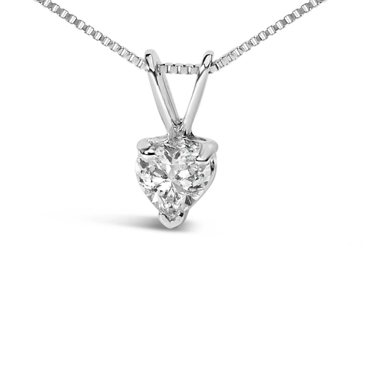 14K White Gold Lab Grown Heart Diamond Solitaire Pendant Necklace