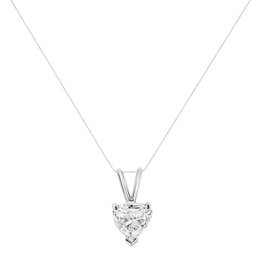 14K White Gold Lab Grown Heart Diamond Solitaire Pendant Necklace