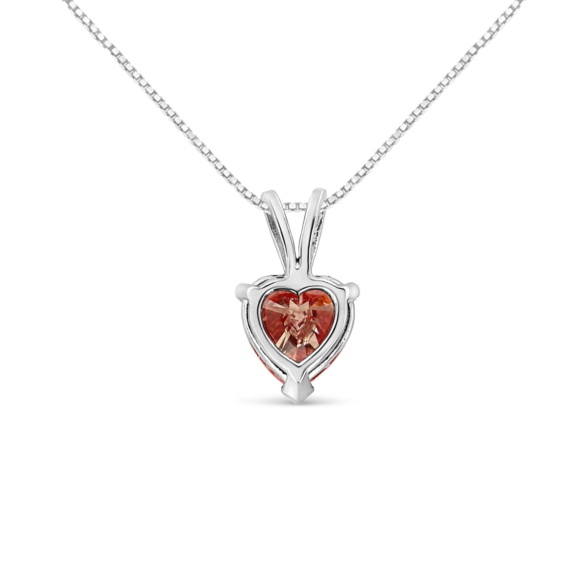 IGI Certified 14K White Gold Lab Grown Pink Heart Diamond Solitaire Necklace