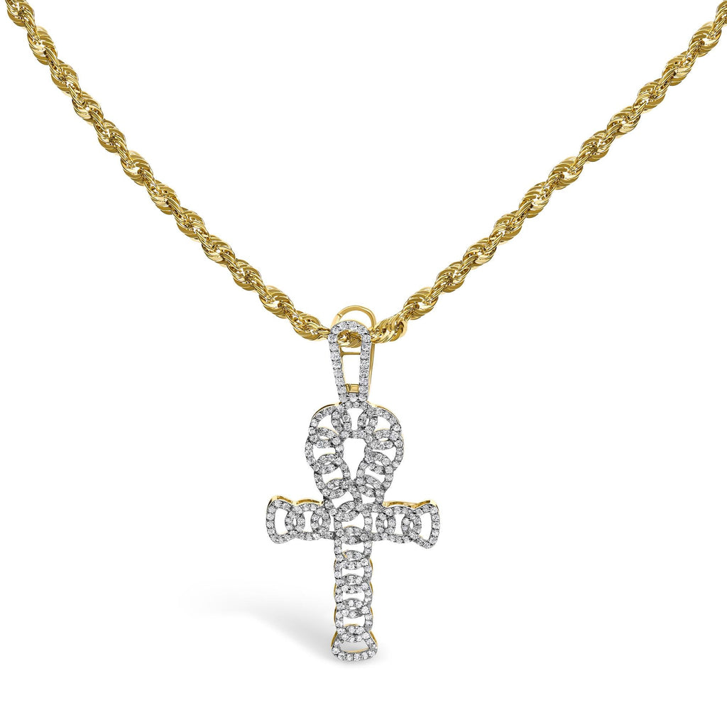 Men's Diamond Ankh Cross Pendant in 10K Yellow Gold