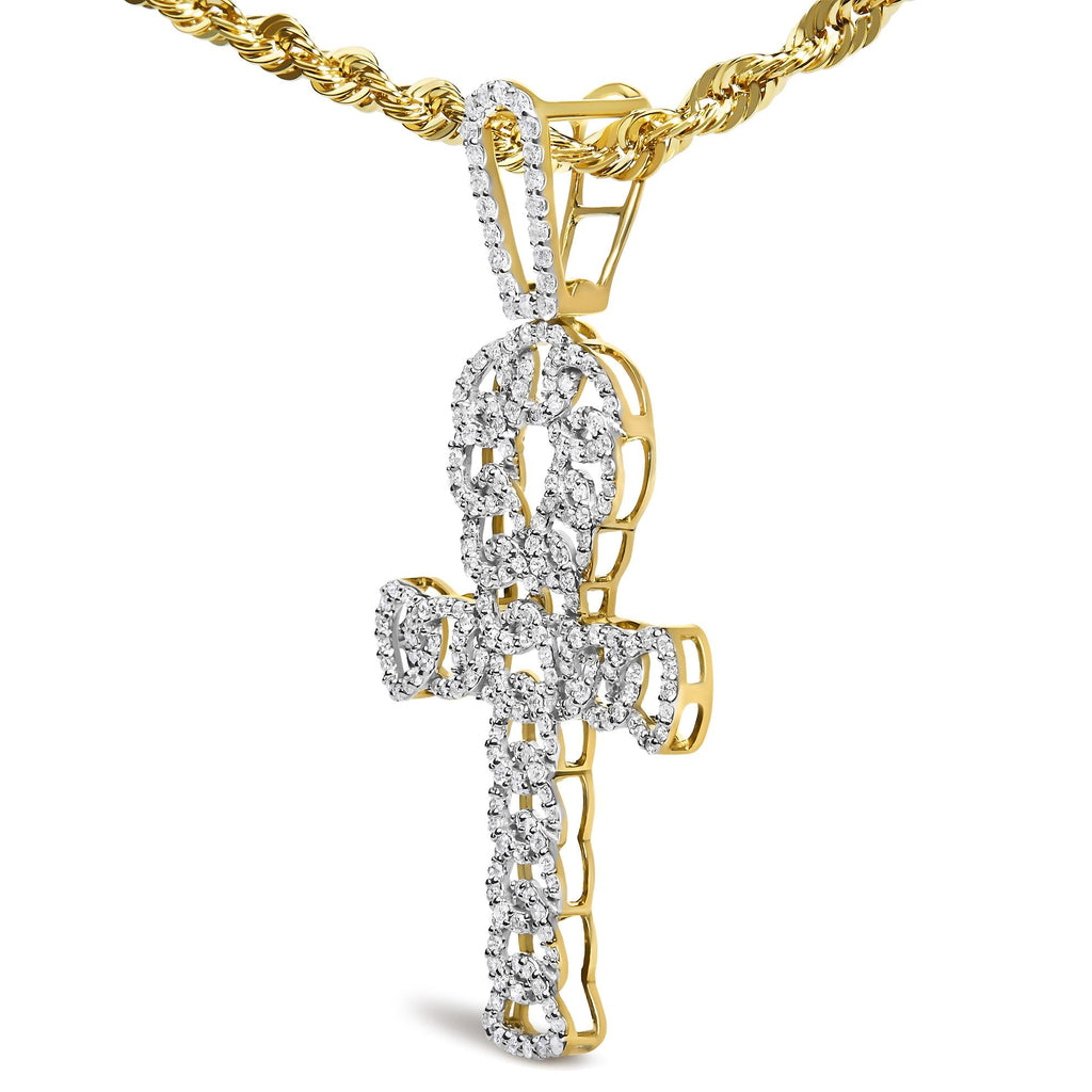 Men's Diamond Ankh Cross Pendant in 10K Yellow Gold