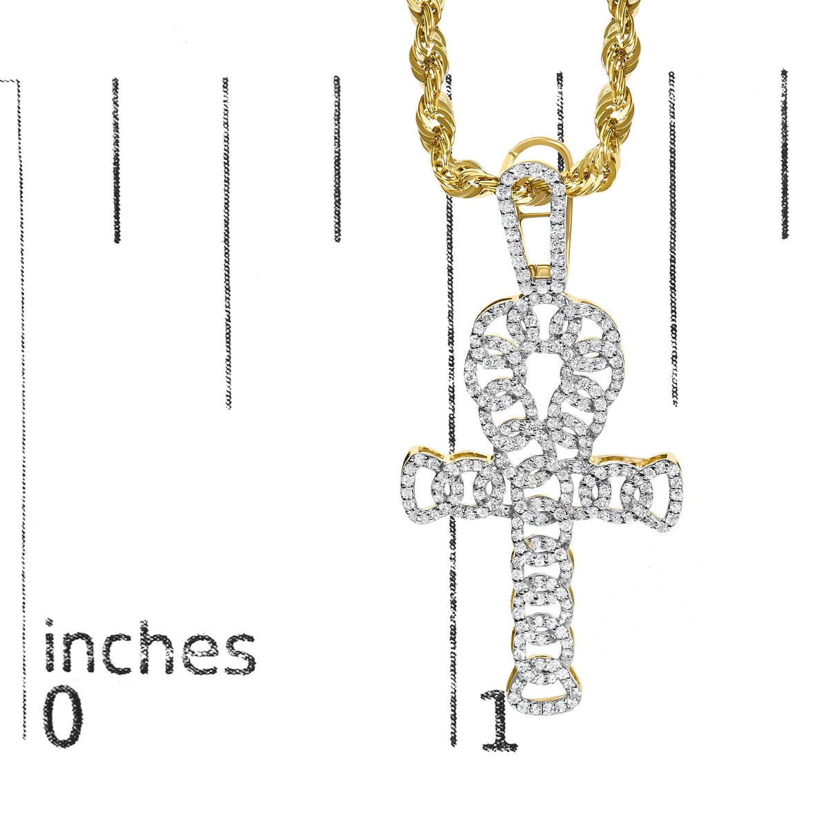 Men's Diamond Ankh Cross Pendant in 10K Yellow Gold