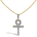 Men's Diamond Ankh Cross Pendant Necklace in 10K Yellow Gold