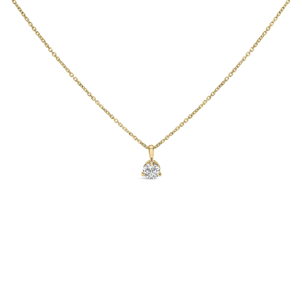 14K Yellow Gold Diamond Solitaire Martini Pendant Necklace