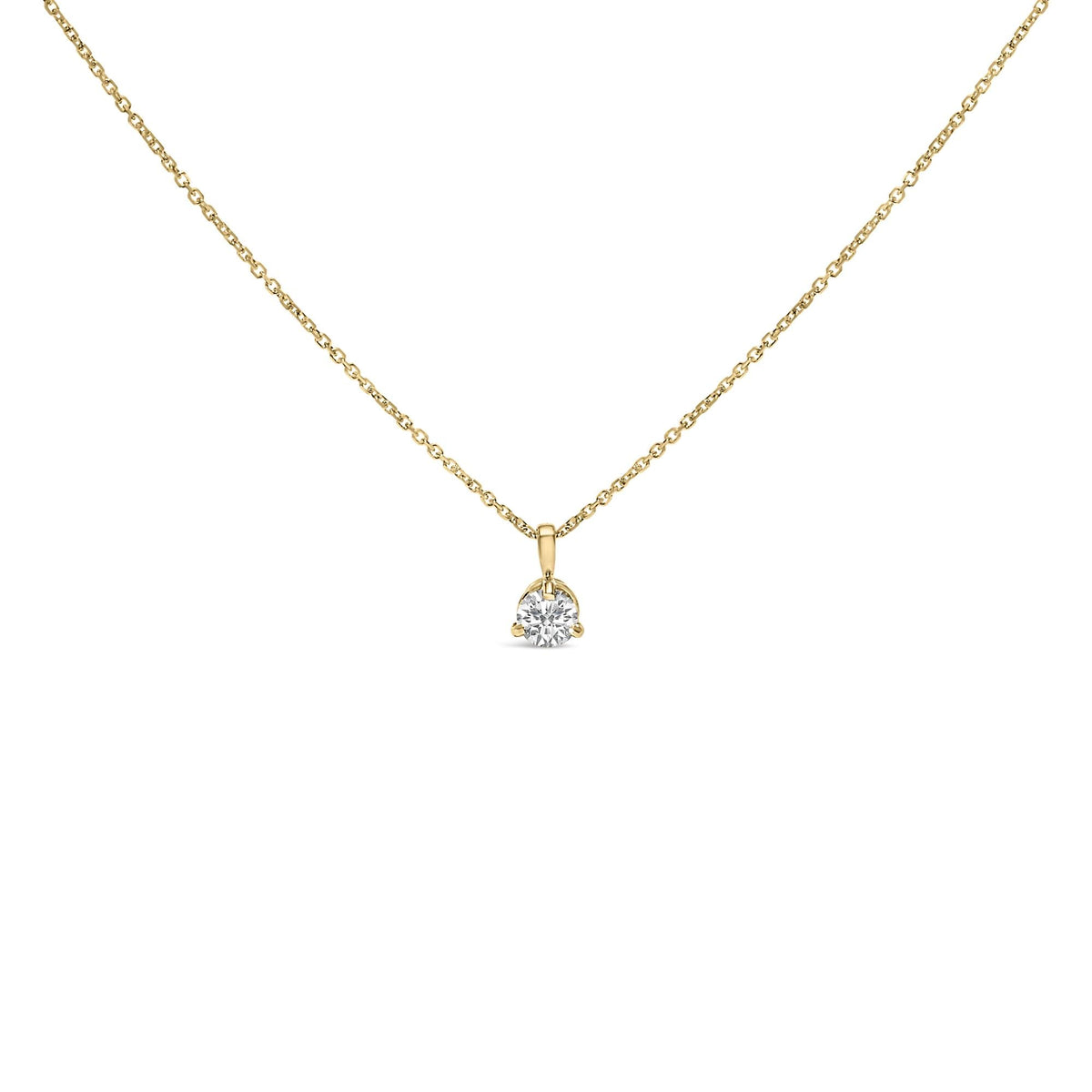 14K Yellow Gold Diamond Solitaire Martini Pendant Necklace