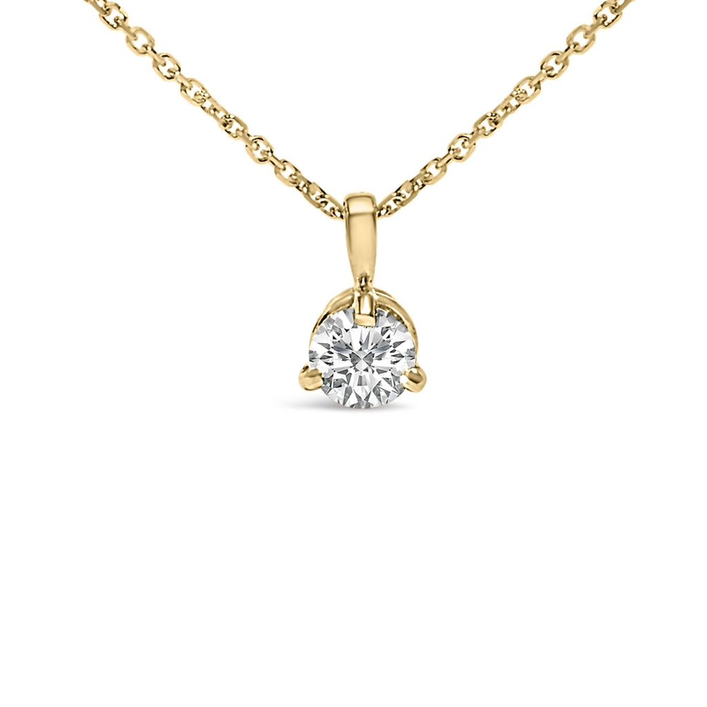 14K Yellow Gold Diamond Solitaire Martini Pendant Necklace