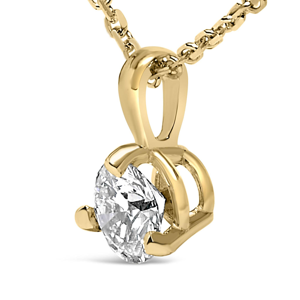 14K Yellow Gold Diamond Solitaire Martini Pendant Necklace