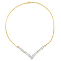14K Two-Tone Gold Diamond V-Shape Statement Necklace