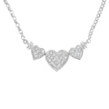 14K White Gold Princess Cut Diamond Triple Heart Pendant Necklace