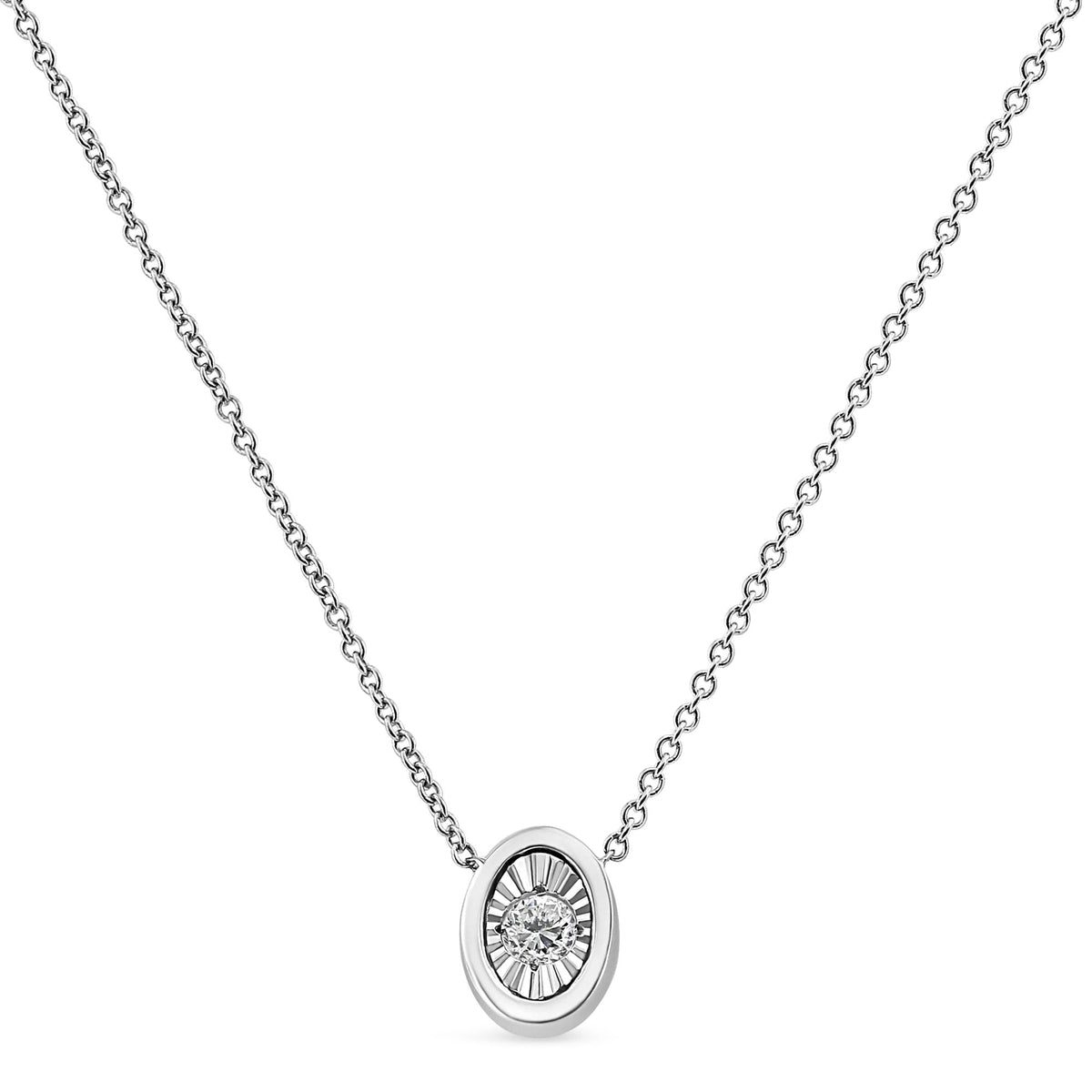 10K White Gold Miracle Set Diamond Pendant Necklace - Choice of Shape
