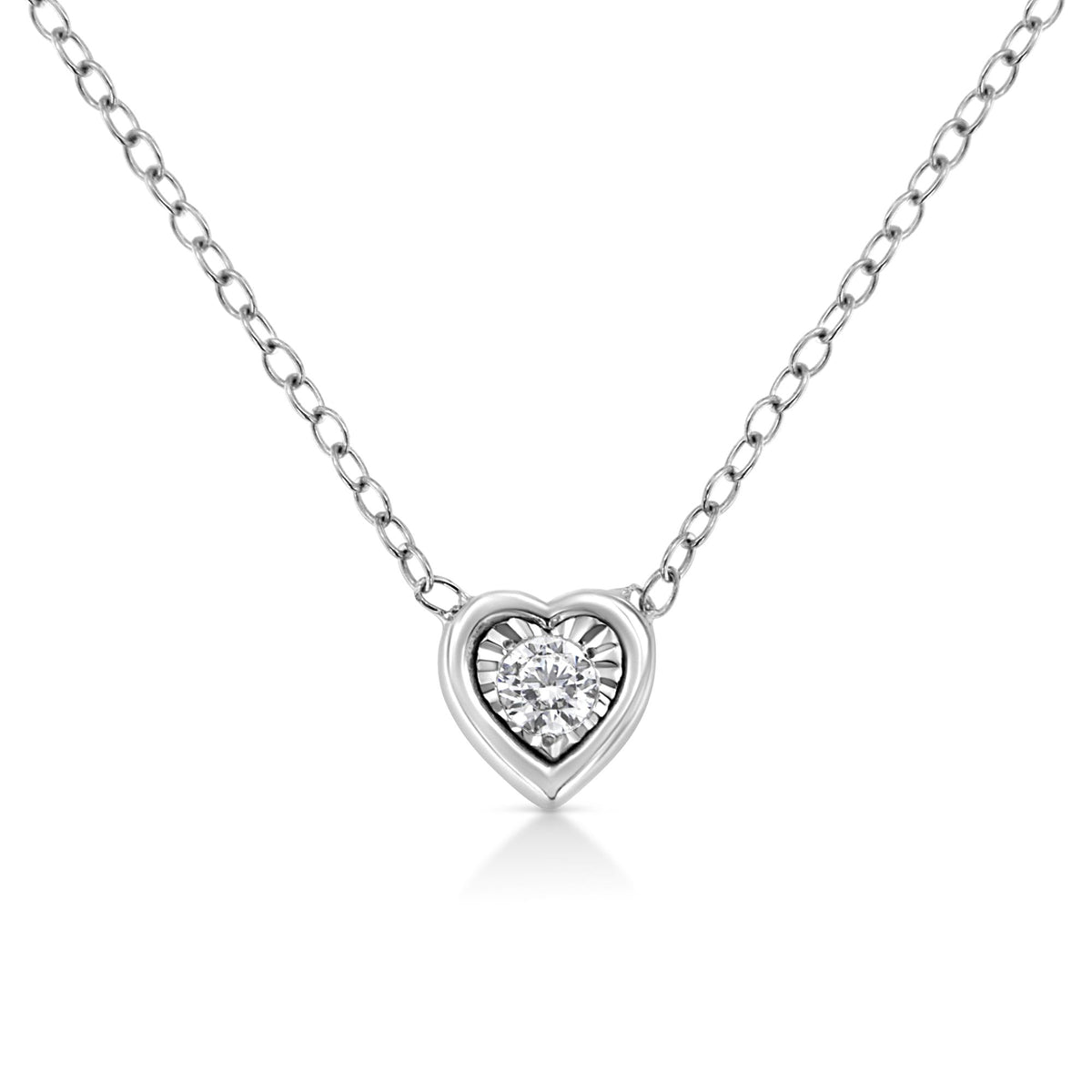 10K White Gold Miracle Set Diamond Pendant Necklace - Choice of Shape