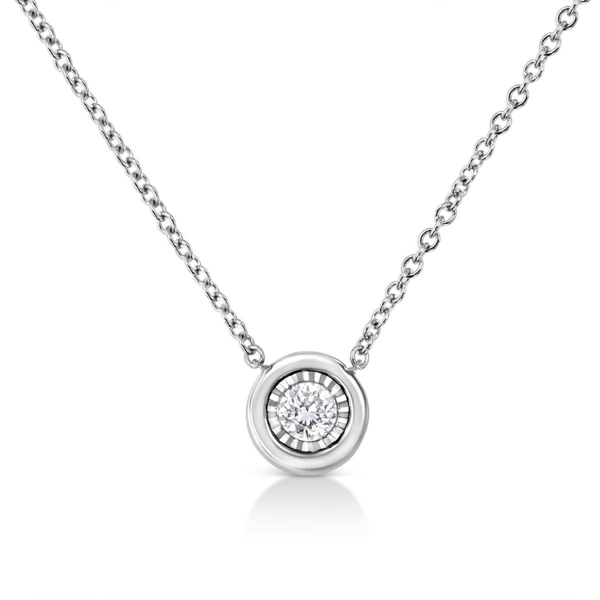 10K White Gold Miracle Set Diamond Pendant Necklace - Choice of Shape